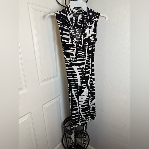 Enfocus Studio Black and White Ruched Sheath Dress - Picture 1 of 10